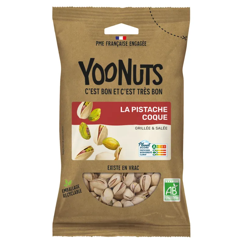 Pistaches grillées salées bio en sachet - Acheter en ligne