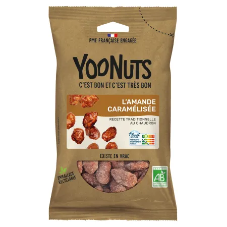 Amandes caramélisées bio en sachet - Acheter en ligne