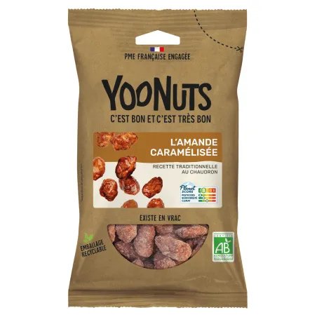 Amandes caramélisées bio en sachet - Acheter en ligne