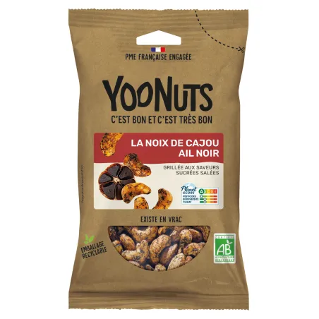 Noix de cajou à l'ail noir bio en sachet - Acheter en ligne
