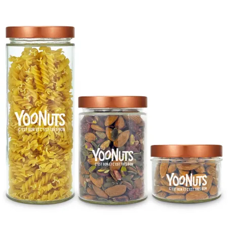 Lot de 3 Bocaux en verre + couvercles