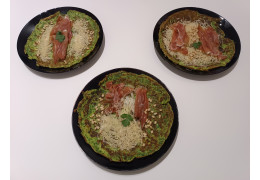 Crêpes verte jambon, oeuf et fromage