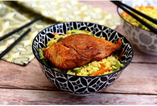 Saumon et riz complet